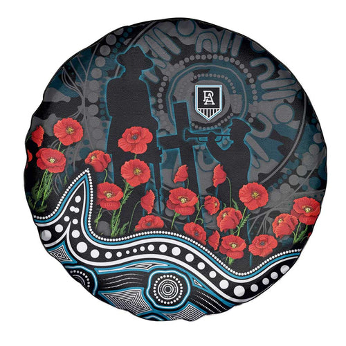 Port Adelaide Power ANZAC Day Spare Tire Cover Indigenous Dot Art with Poppy Flower Tribute