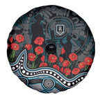 Port Adelaide Power ANZAC Day Spare Tire Cover Indigenous Dot Art with Poppy Flower Tribute
