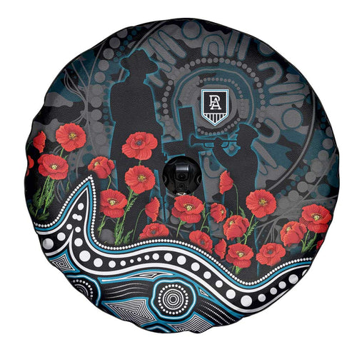 Port Adelaide Power ANZAC Day Spare Tire Cover Indigenous Dot Art with Poppy Flower Tribute