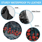 Port Adelaide Power ANZAC Day Spare Tire Cover Indigenous Dot Art with Poppy Flower Tribute