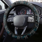 Port Adelaide Power ANZAC Day Steering Wheel Cover Indigenous Dot Art with Poppy Flower Tribute