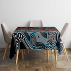 Port Adelaide Power ANZAC Day Tablecloth Indigenous Dot Art with Poppy Flower Tribute