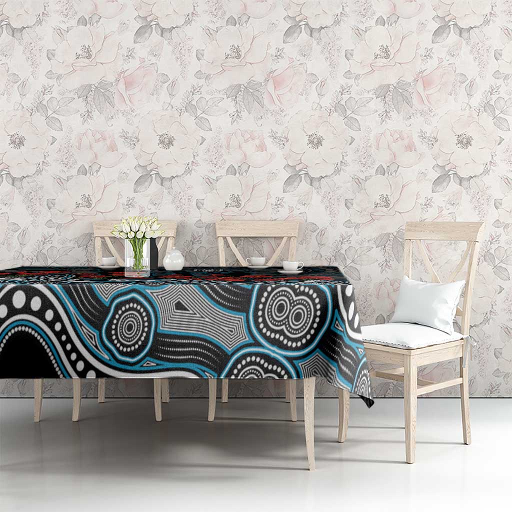 Port Adelaide Power ANZAC Day Tablecloth Indigenous Dot Art with Poppy Flower Tribute