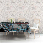 Port Adelaide Power ANZAC Day Tablecloth Indigenous Dot Art with Poppy Flower Tribute