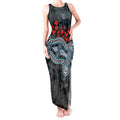 Port Adelaide Power ANZAC Day Tank Maxi Dress Indigenous Dot Art with Poppy Flower Tribute