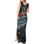 Port Adelaide Power ANZAC Day Tank Maxi Dress Indigenous Dot Art with Poppy Flower Tribute