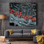 Port Adelaide Power ANZAC Day Tapestry Indigenous Dot Art with Poppy Flower Tribute