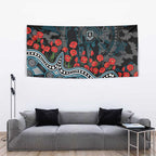 Port Adelaide Power ANZAC Day Tapestry Indigenous Dot Art with Poppy Flower Tribute