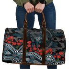 Port Adelaide Power ANZAC Day Travel Bag Indigenous Dot Art with Poppy Flower Tribute