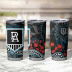 Port Adelaide Power ANZAC Day Tumbler Cup Indigenous Dot Art with Poppy Flower Tribute
