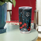 Port Adelaide Power ANZAC Day Tumbler Cup Indigenous Dot Art with Poppy Flower Tribute