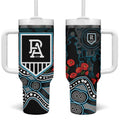 Port Adelaide Power ANZAC Day Tumbler With Handle Indigenous Dot Art with Poppy Flower Tribute