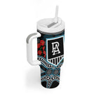 Port Adelaide Power ANZAC Day Tumbler With Handle Indigenous Dot Art with Poppy Flower Tribute