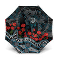 Port Adelaide Power ANZAC Day Umbrella Indigenous Dot Art with Poppy Flower Tribute