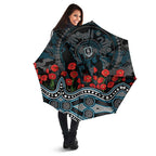 Port Adelaide Power ANZAC Day Umbrella Indigenous Dot Art with Poppy Flower Tribute