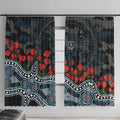 Port Adelaide Power ANZAC Day Window Curtain Indigenous Dot Art with Poppy Flower Tribute