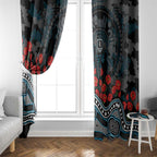 Port Adelaide Power ANZAC Day Window Curtain Indigenous Dot Art with Poppy Flower Tribute