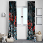 Port Adelaide Power ANZAC Day Window Curtain Indigenous Dot Art with Poppy Flower Tribute