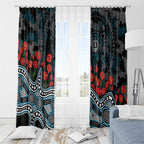Port Adelaide Power ANZAC Day Window Curtain Indigenous Dot Art with Poppy Flower Tribute
