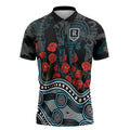 Port Adelaide Power ANZAC Day Zipper Polo Shirt Indigenous Dot Art with Poppy Flower Tribute