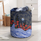 North Melbourne Kangaroos ANZAC Day Laundry Basket Indigenous Dot Art with Poppy Flower Tribute