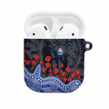 North Melbourne Kangaroos ANZAC Day AirPods Case Indigenous Dot Art with Poppy Flower Tribute