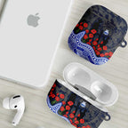 North Melbourne Kangaroos ANZAC Day AirPods Case Indigenous Dot Art with Poppy Flower Tribute