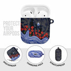 North Melbourne Kangaroos ANZAC Day AirPods Case Indigenous Dot Art with Poppy Flower Tribute
