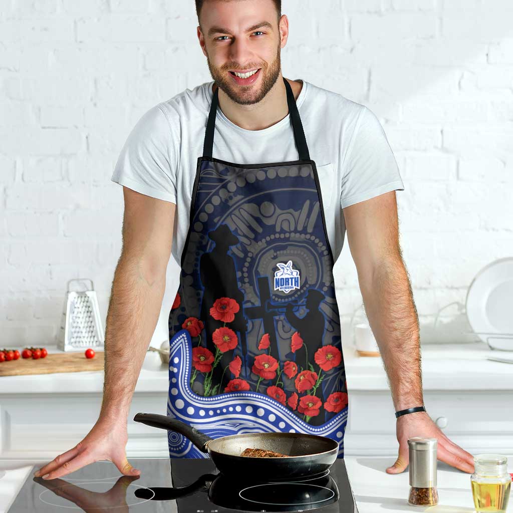 North Melbourne Kangaroos ANZAC Day Apron Indigenous Dot Art with Poppy Flower Tribute