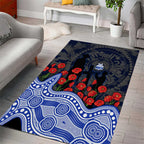 North Melbourne Kangaroos ANZAC Day Area Rug Indigenous Dot Art with Poppy Flower Tribute