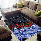 North Melbourne Kangaroos ANZAC Day Area Rug Indigenous Dot Art with Poppy Flower Tribute