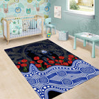 North Melbourne Kangaroos ANZAC Day Area Rug Indigenous Dot Art with Poppy Flower Tribute