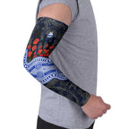 North Melbourne Kangaroos ANZAC Day Arm Sleeves Indigenous Dot Art with Poppy Flower Tribute