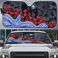 North Melbourne Kangaroos ANZAC Day Auto Sun Shade Indigenous Dot Art with Poppy Flower Tribute