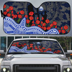 North Melbourne Kangaroos ANZAC Day Auto Sun Shade Indigenous Dot Art with Poppy Flower Tribute