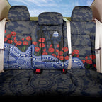 North Melbourne Kangaroos ANZAC Day Back Car Seat Cover Indigenous Dot Art with Poppy Flower Tribute