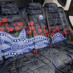 North Melbourne Kangaroos ANZAC Day Back Car Seat Cover Indigenous Dot Art with Poppy Flower Tribute