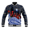 North Melbourne Kangaroos ANZAC Day Baseball Jacket Indigenous Dot Art with Poppy Flower Tribute