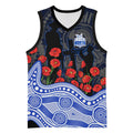 North Melbourne Kangaroos ANZAC Day Basketball Jersey Indigenous Dot Art with Poppy Flower Tribute