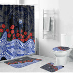 North Melbourne Kangaroos ANZAC Day Bathroom Set Indigenous Dot Art with Poppy Flower Tribute