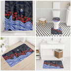 North Melbourne Kangaroos ANZAC Day Bathroom Set Indigenous Dot Art with Poppy Flower Tribute