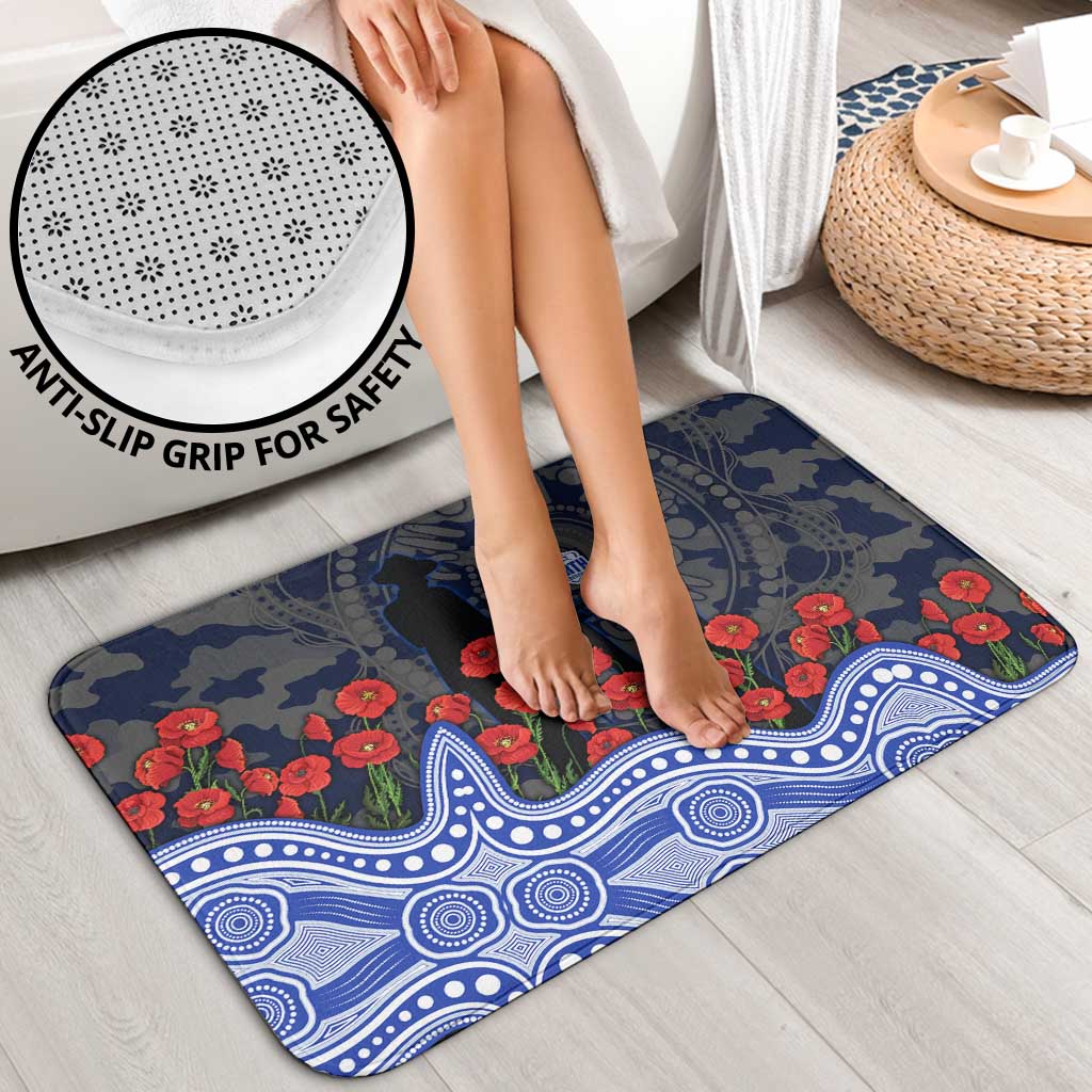 North Melbourne Kangaroos ANZAC Day Bathroom Set Indigenous Dot Art with Poppy Flower Tribute