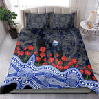 North Melbourne Kangaroos ANZAC Day Bedding Set Indigenous Dot Art with Poppy Flower Tribute