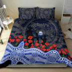 North Melbourne Kangaroos ANZAC Day Bedding Set Indigenous Dot Art with Poppy Flower Tribute