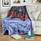 North Melbourne Kangaroos ANZAC Day Blanket Indigenous Dot Art with Poppy Flower Tribute
