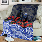 North Melbourne Kangaroos ANZAC Day Blanket Indigenous Dot Art with Poppy Flower Tribute