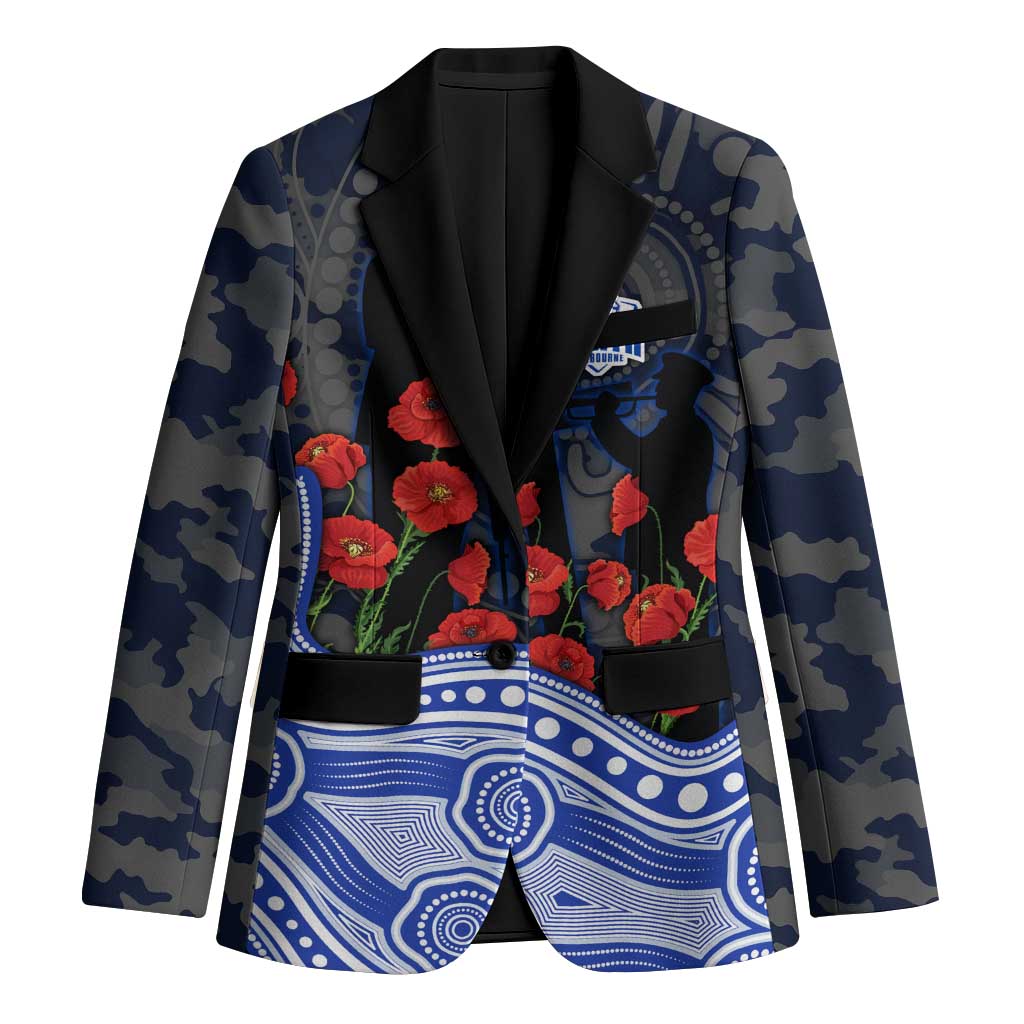 North Melbourne Kangaroos ANZAC Day Blazer Indigenous Dot Art with Poppy Flower Tribute