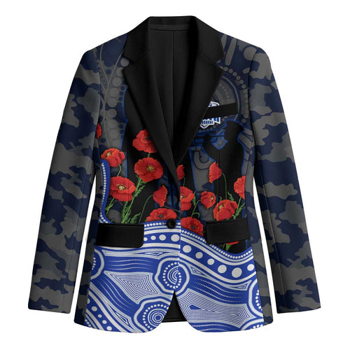North Melbourne Kangaroos ANZAC Day Blazer Indigenous Dot Art with Poppy Flower Tribute