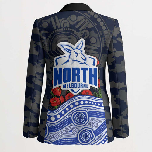 North Melbourne Kangaroos ANZAC Day Blazer Indigenous Dot Art with Poppy Flower Tribute