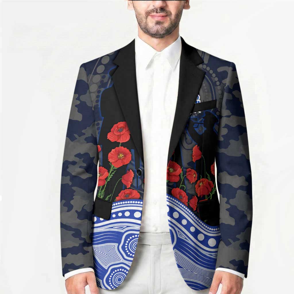 North Melbourne Kangaroos ANZAC Day Blazer Indigenous Dot Art with Poppy Flower Tribute
